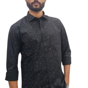 Printed Shirt For Men-Cotton Black Shirt-Millora Vida