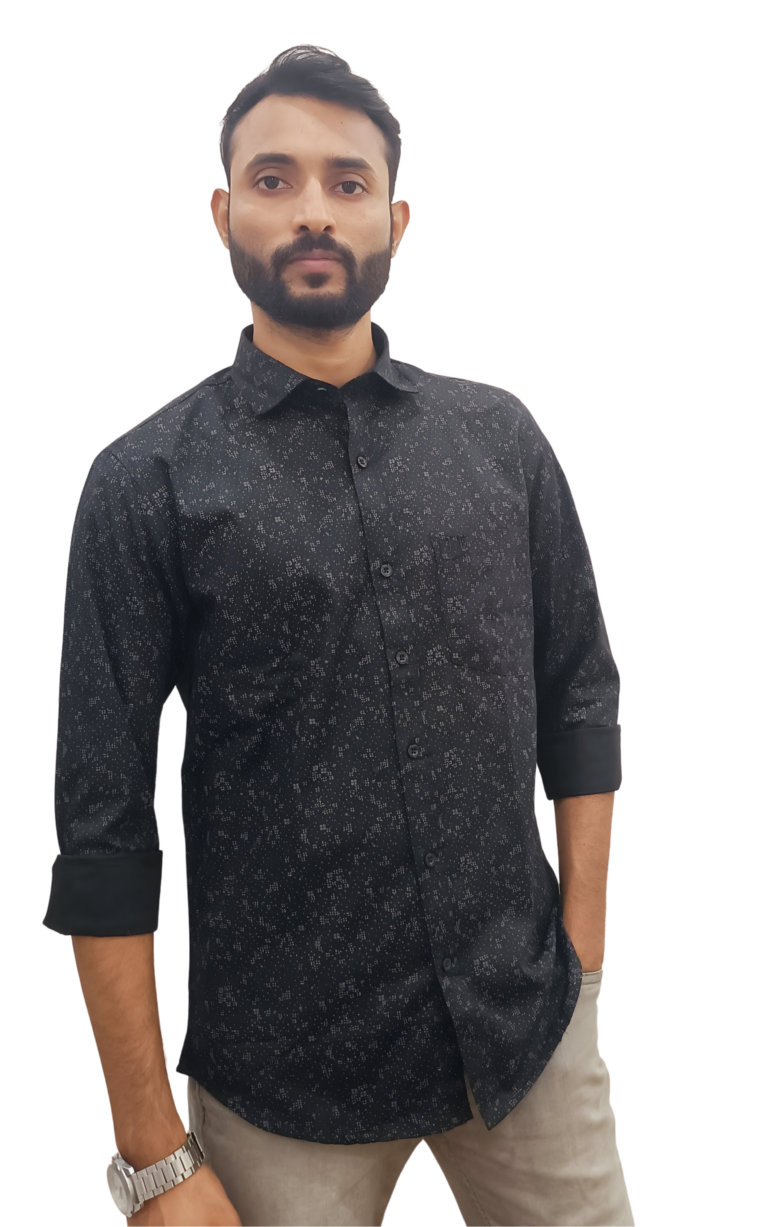 Printed Shirt For Men-Cotton Black Shirt-Millora Vida